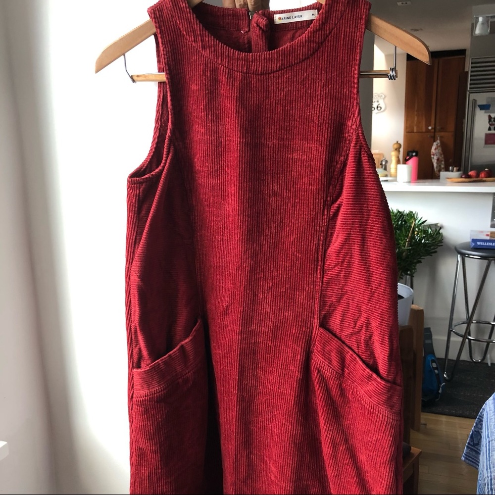 Marine Layer Red Corduroy Shift Dress